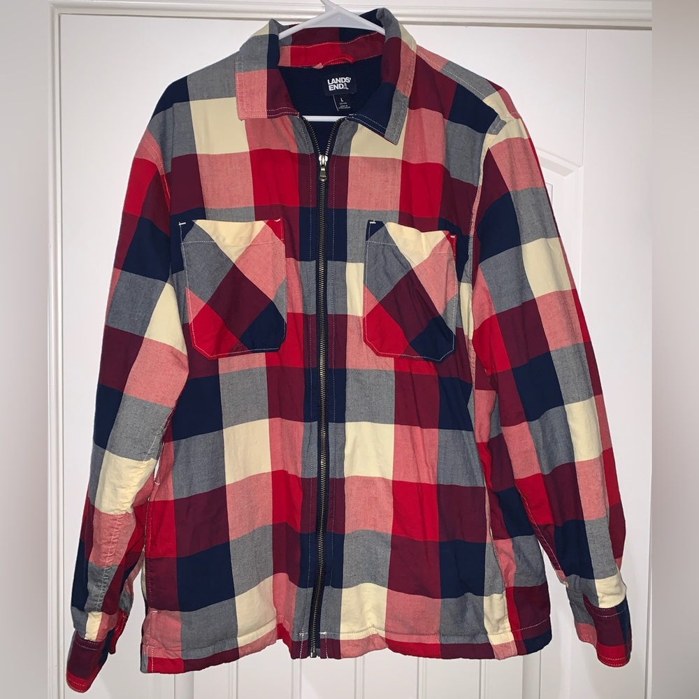 Lands End flannel jacket size large NWOT